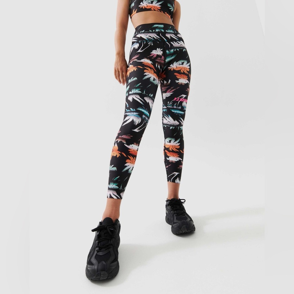 New $129 PE NATION Oasis Palm Tree Print Pants Leggings Small